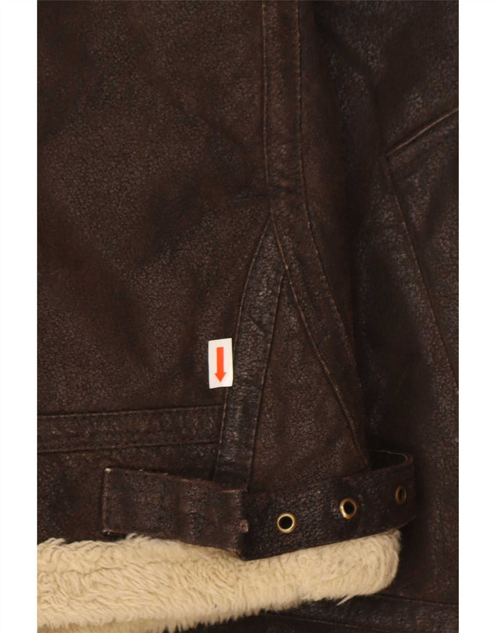Giacca in pelle Sherpa da uomo CINTI UK 42 XL Marrone