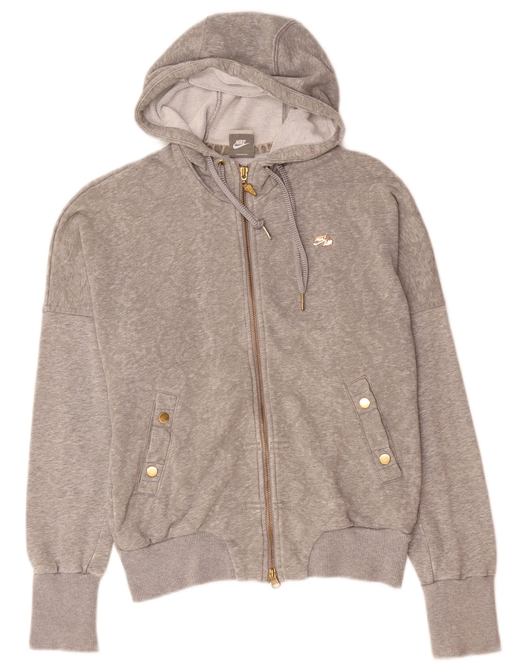 Felpa con cappuccio e zip da donna Nike UK 10/12 Cotone grigio medio