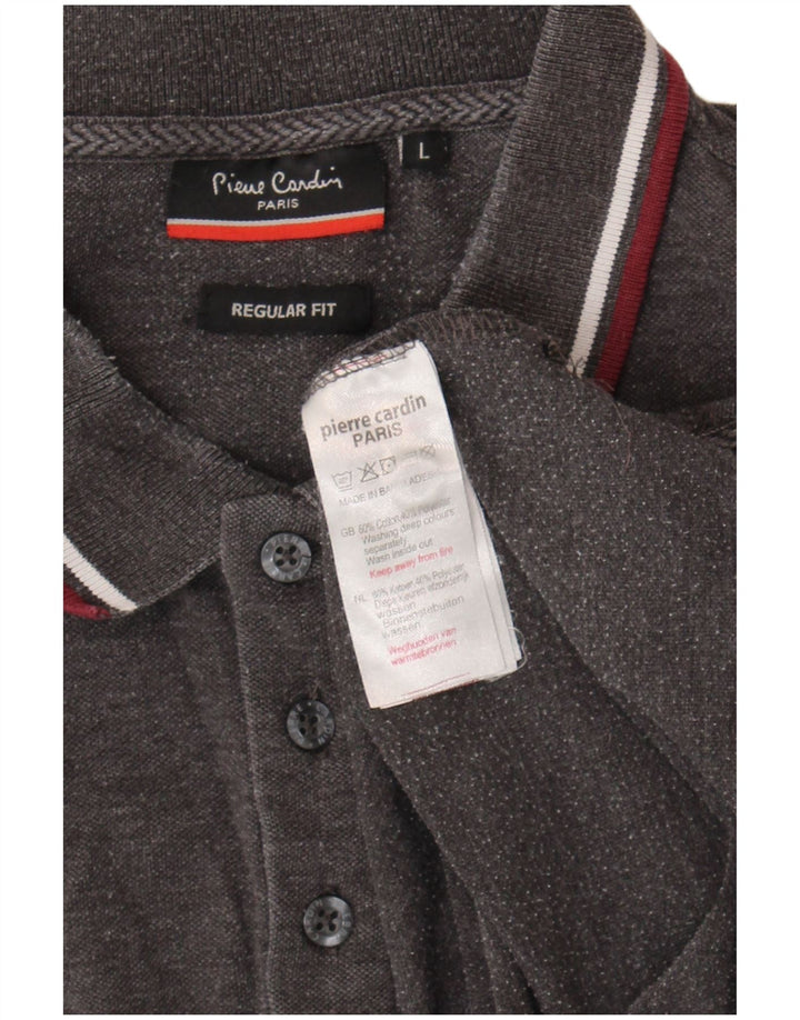 Polo da uomo dalla vestibilità regolare Pierre Cardin, grande, in cotone grigio