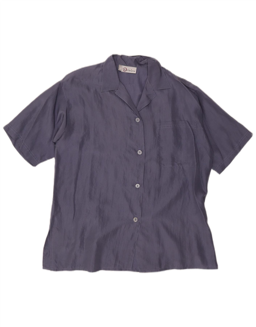 Camicetta camicia a maniche corte da donna vintage IT 42 seta blu navy media