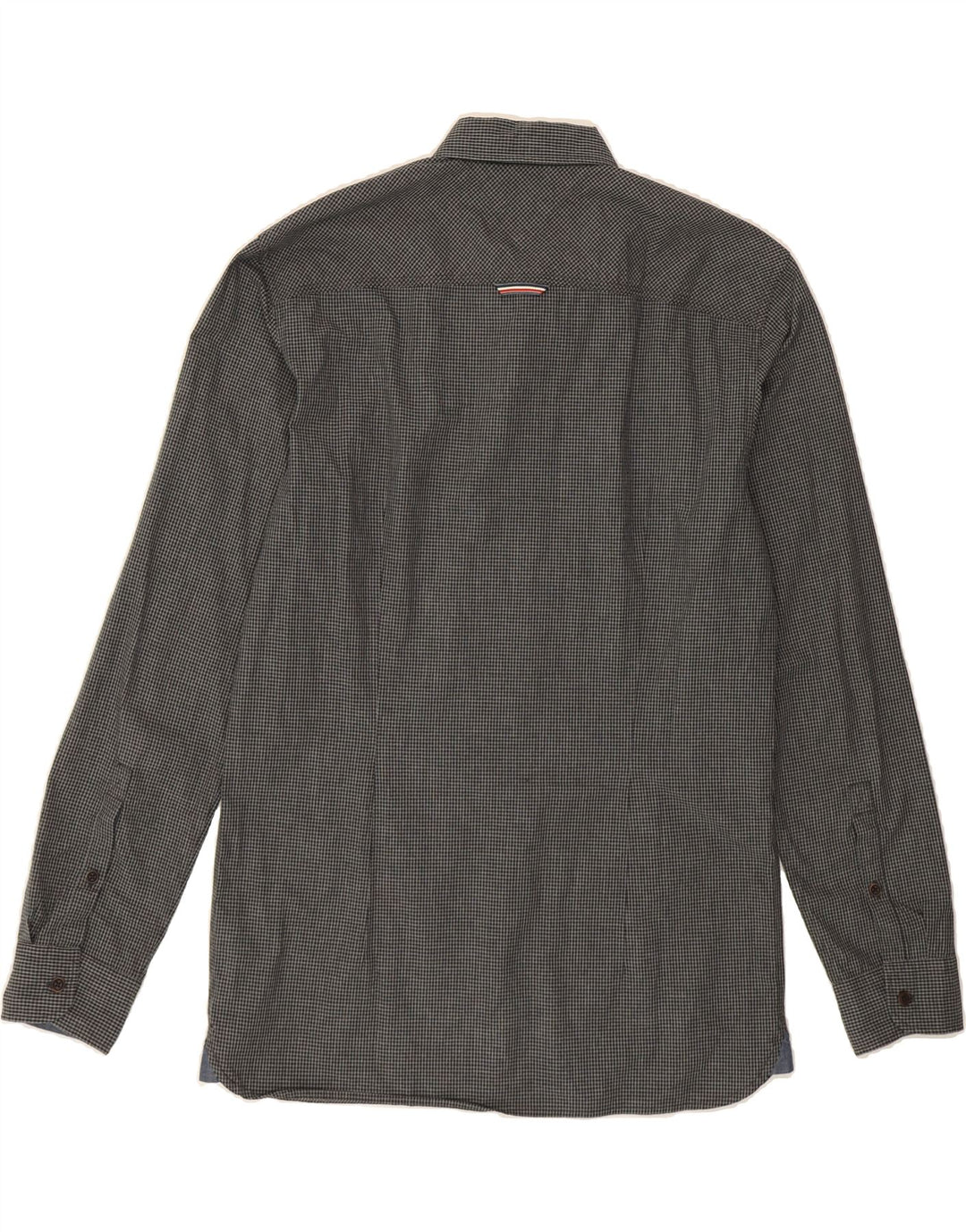 TOMMY HILFIGER Mens Slim Fit Shirt Large Grey Gingham Cotton Vintage Tommy Hilfiger and Second-Hand Tommy Hilfiger from Messina Hembry 