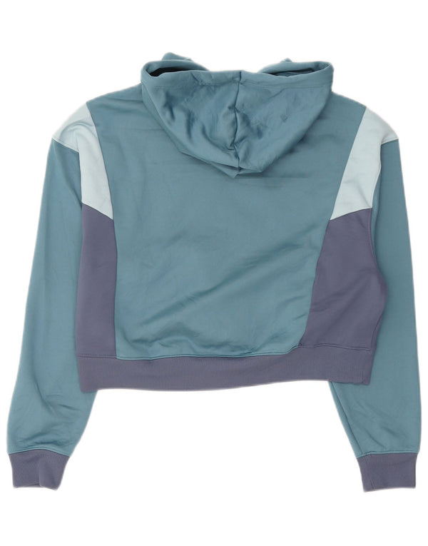 Felpa con cappuccio corta Nike Therma-Fit da donna UK 10 Small Blue Colourblock