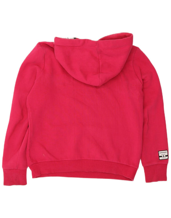 Felpa con cappuccio grafica da donna Superdry UK 12 cotone rosa medio
