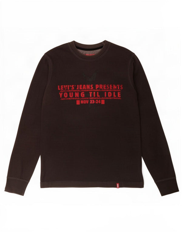 Levi's Top grafico da uomo a maniche lunghe piccolo in cotone nero