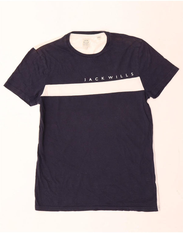 T-shirt grafica da uomo Jack Wills Top piccola in cotone color block blu navy