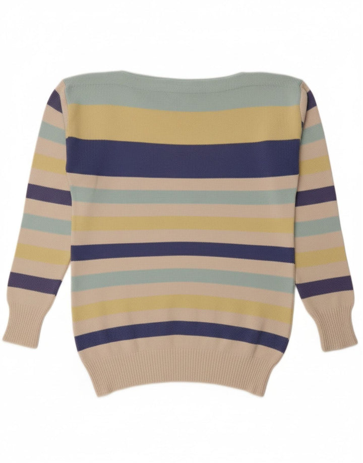 KAPPA Womens Boat Neck Jumper Sweater UK 14 Medium Multicoloured Striped Vintage Kappa and Second-Hand Kappa from Messina Hembry 