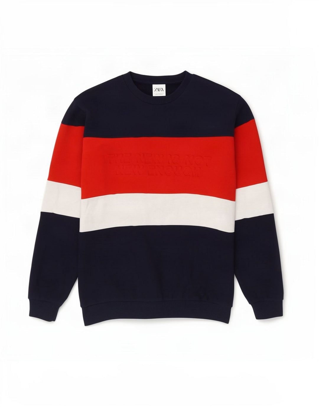Felpa grafica da uomo Zara, in cotone color block medio blu navy