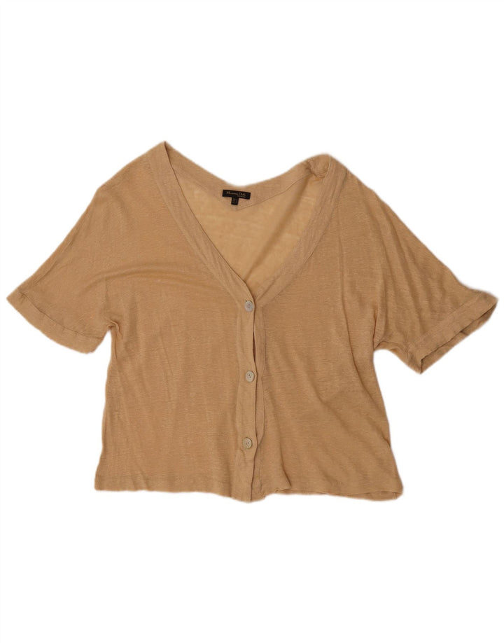 Top cardigan a maniche corte da donna Massimo Dutti UK 14 Beige medio