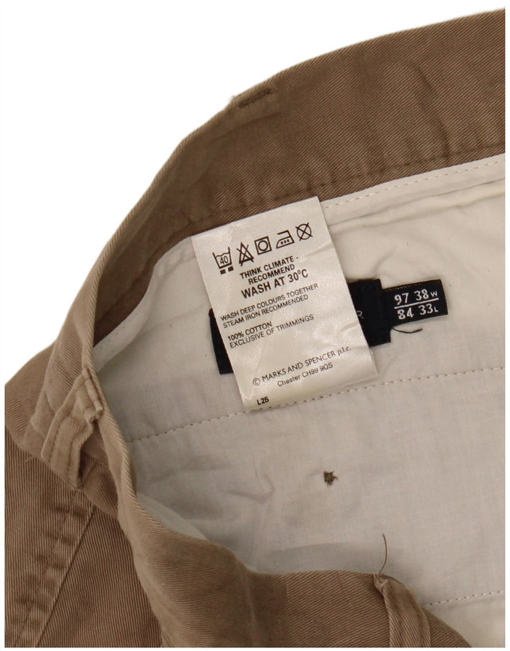 Pantaloni chino dritti Marks & Spencer da uomo blu Harbour W38 L33 marroni