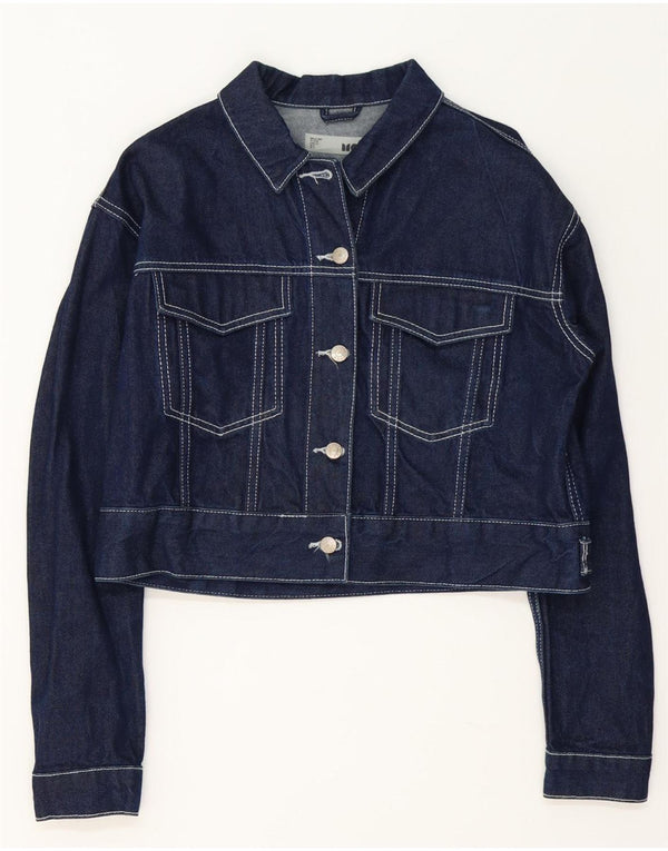 Giacca in denim corto da donna Topshop UK 14 grande cotone blu navy