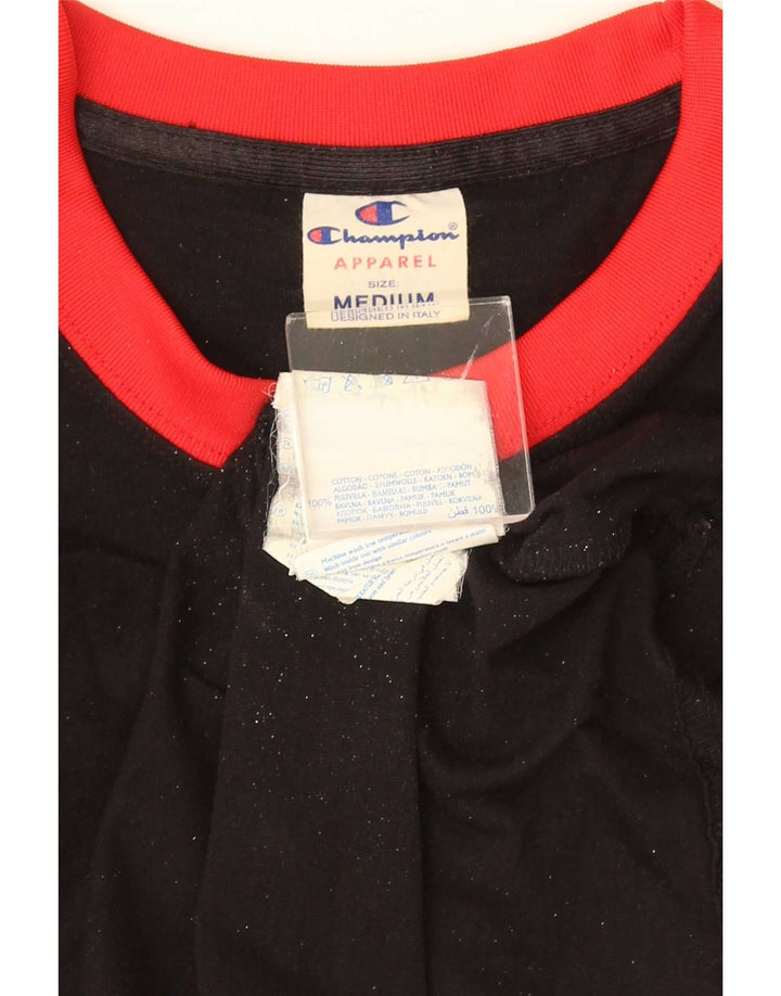 T-shirt grafica da uomo Champion Top in cotone color block medio nero