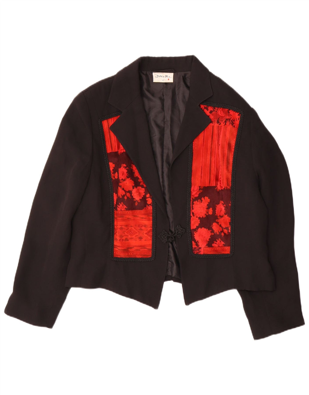 Giacca blazer corta da donna a 1 bottone Dorette IT 42 medio nero floreale