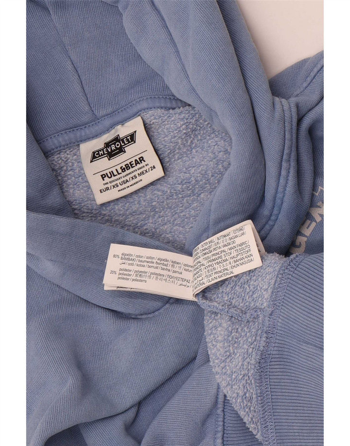 Pull & Bear Felpa con cappuccio oversize con grafica da donna UK 6 XS Cotone blu