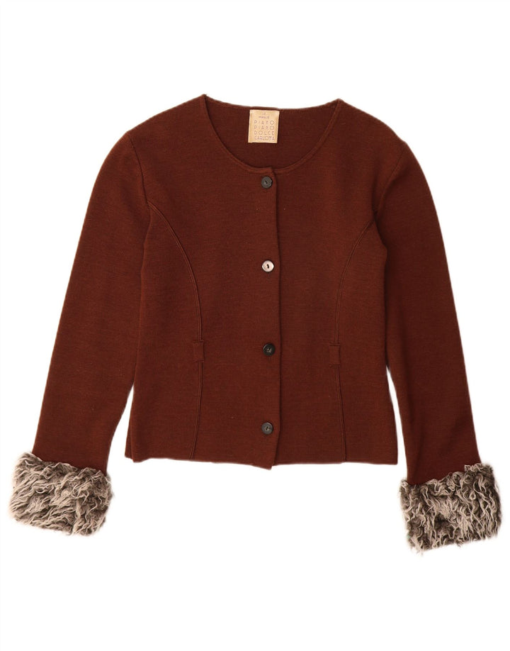 Piano Piano Dolce Carlotta Maglione cardigan da donna IT 42 Lana marrone medio