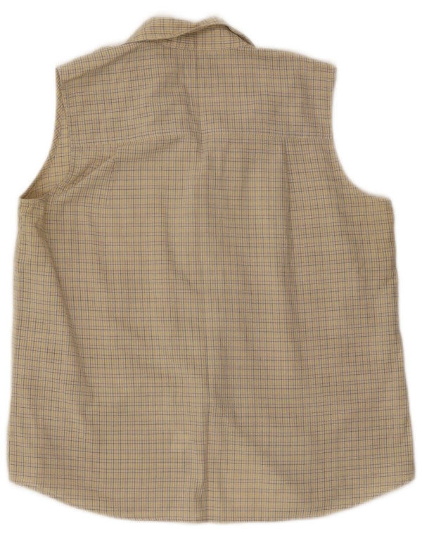 Patagonia Camicia senza maniche da donna Camicetta UK 16 Large Beige Check