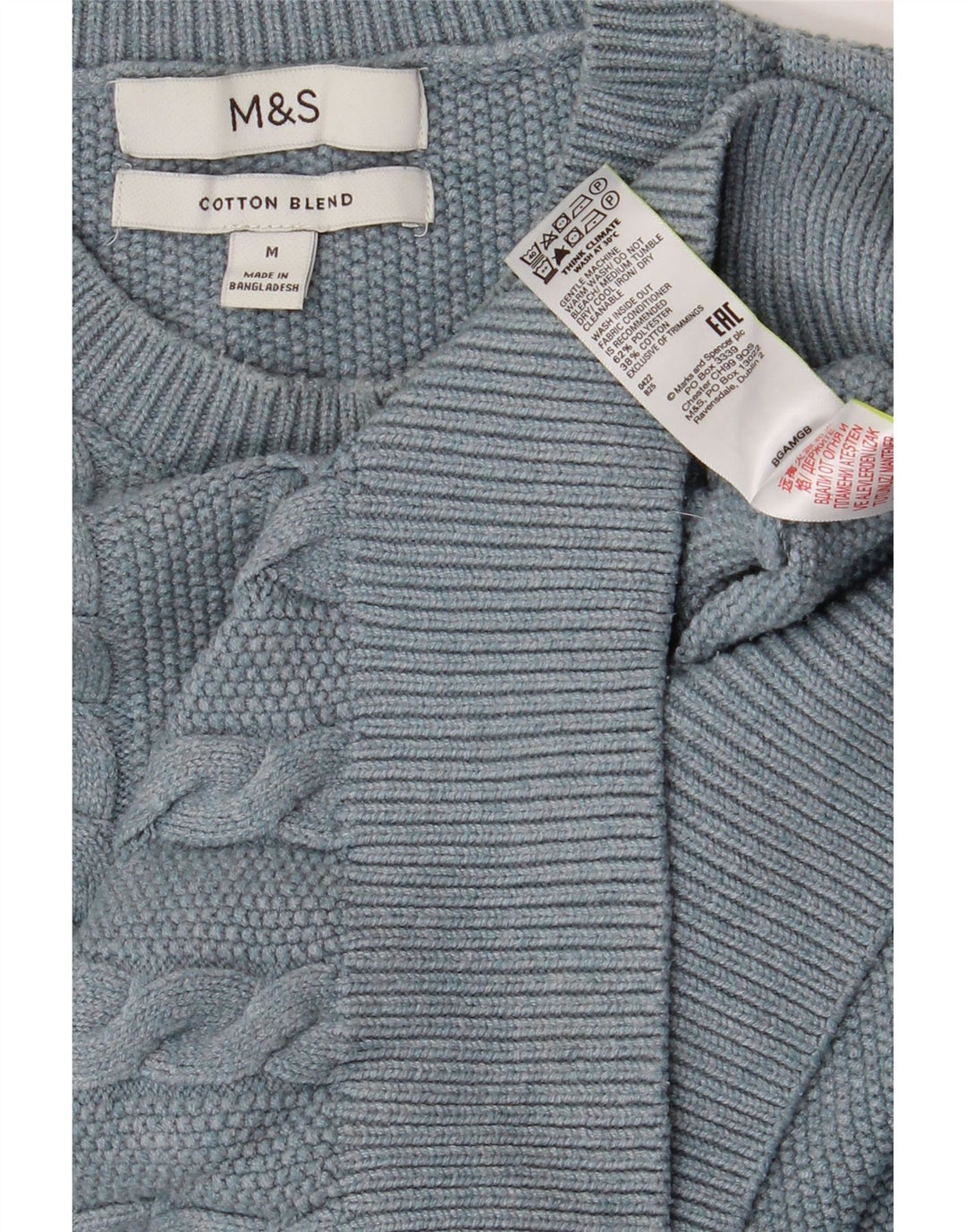 Maglione maglione girocollo da uomo Marks & Spencer blu medio poliestere