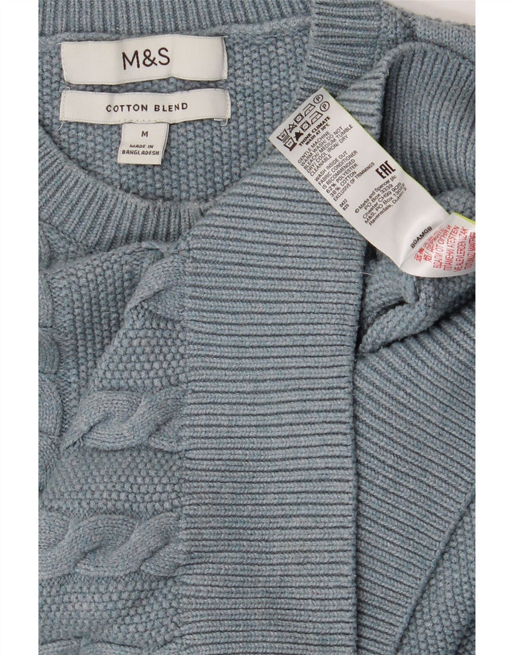 Maglione maglione girocollo da uomo Marks & Spencer blu medio poliestere