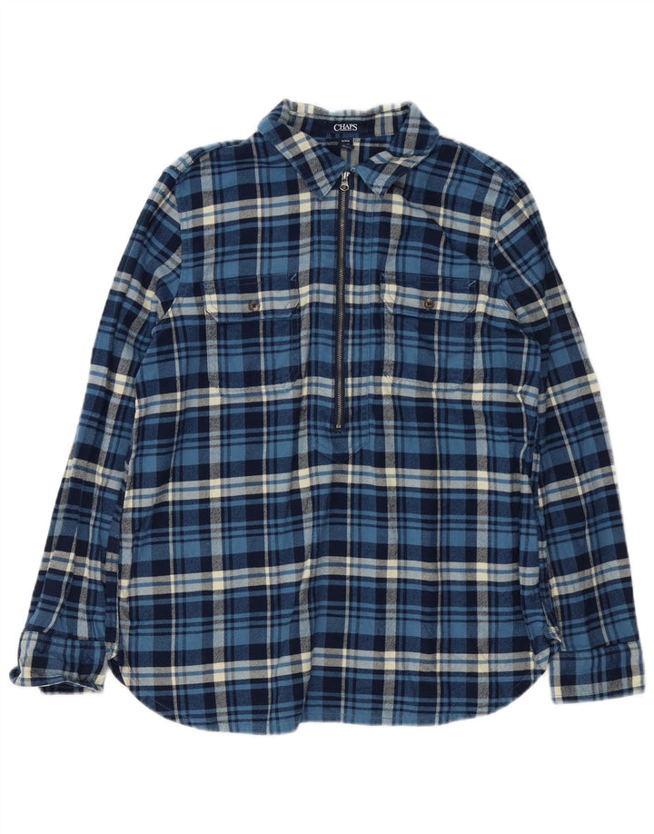CHAPS Camicia pullover in flanella da donna UK 14 Cotone a quadri blu medio