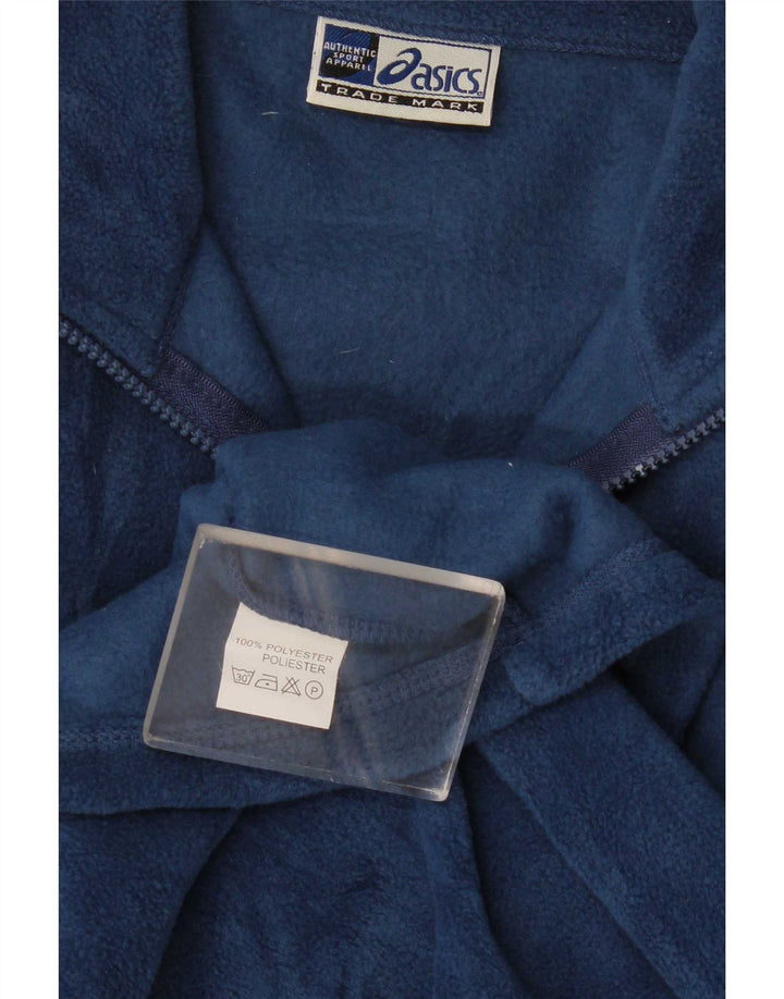 Maglione in pile da uomo Asics con zip e collo XL in poliestere blu navy