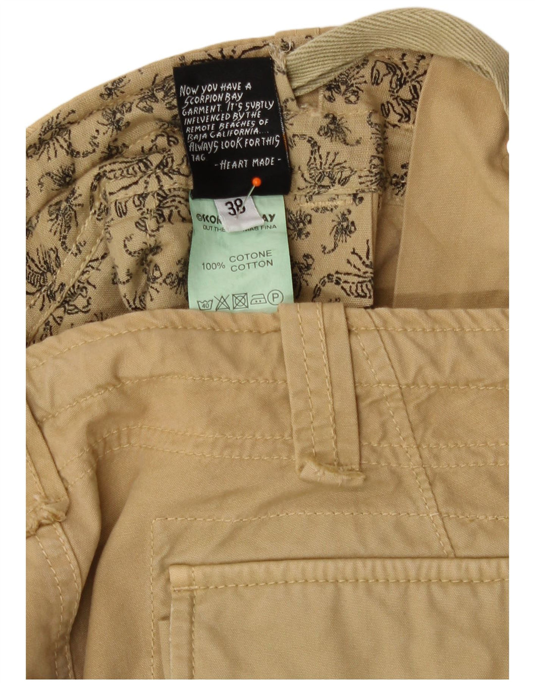 Pantaloncini cargo da donna Scorpion Bay W38 XL in cotone beige