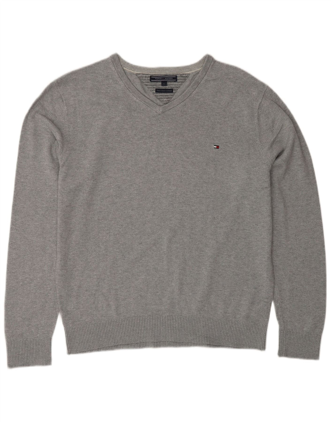 Tommy Hilfiger Uomo Maglione con scollo a V Maglione grande in cotone grigio