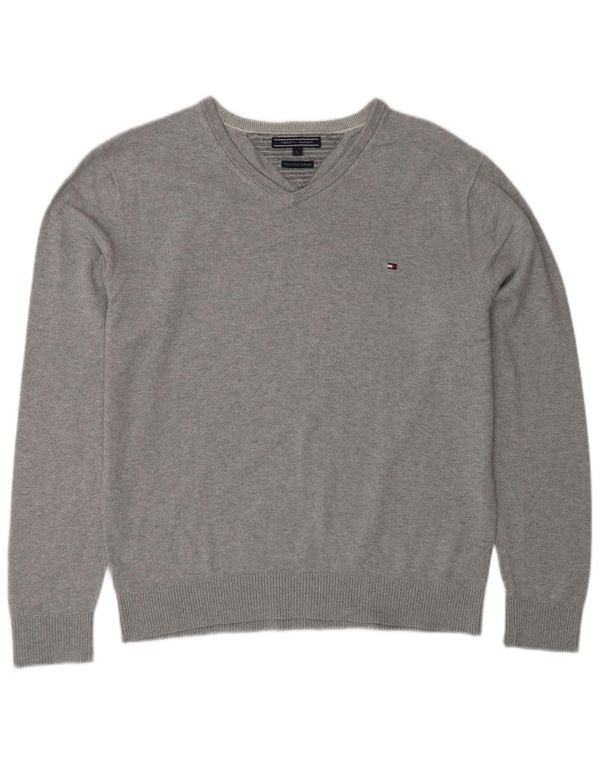 Tommy Hilfiger Uomo Maglione con scollo a V Maglione grande in cotone grigio