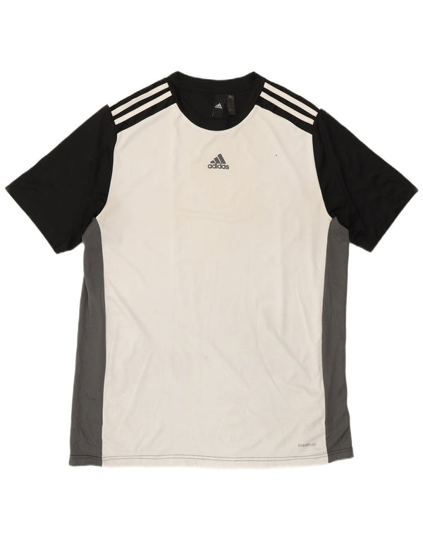 T-shirt Adidas Aeroready da uomo, grande, in poliestere color block bianco