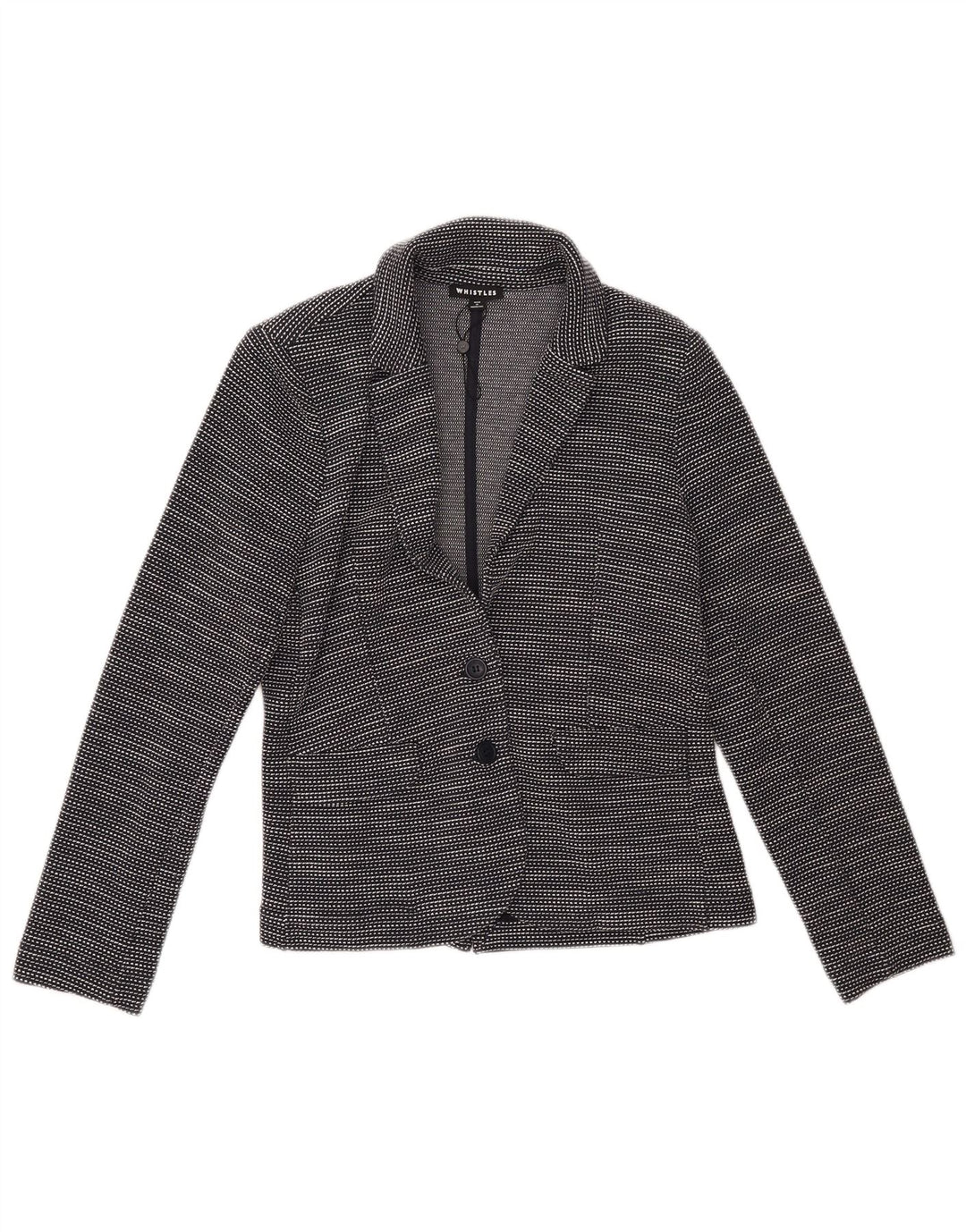 Giacca blazer da donna a 2 bottoni WHISTLES UK 10 piccola in cotone a righe nere