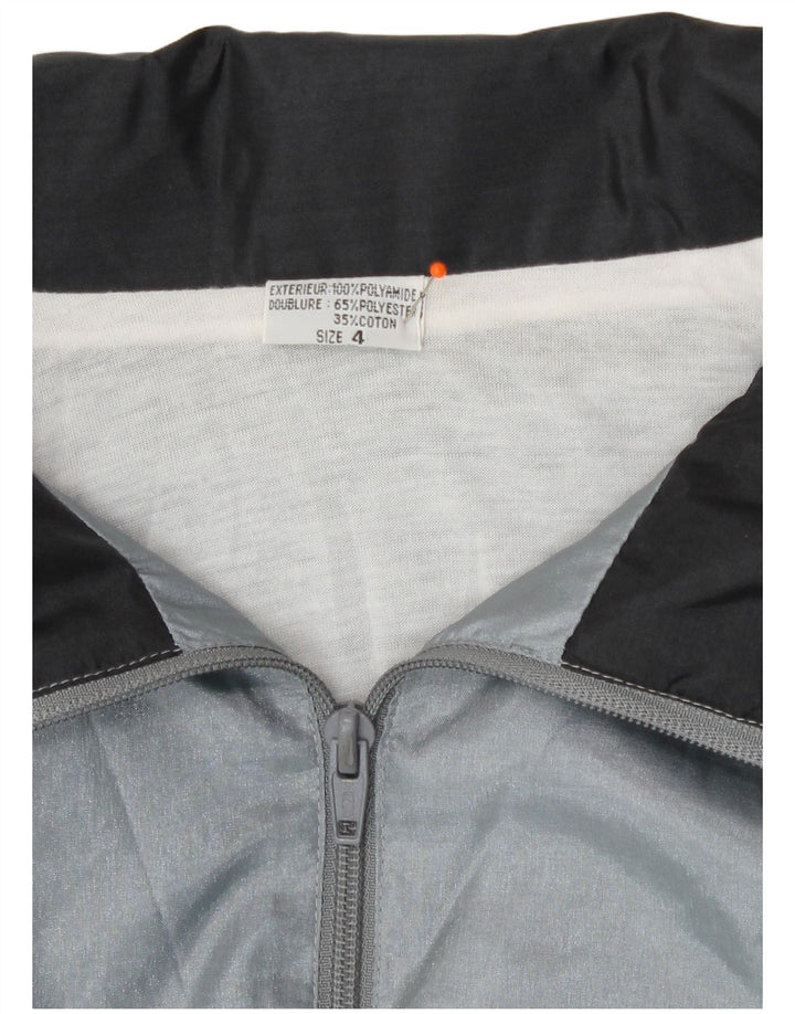 Giacca da ginnastica vintage da uomo XL in poliammide geometrica grigia