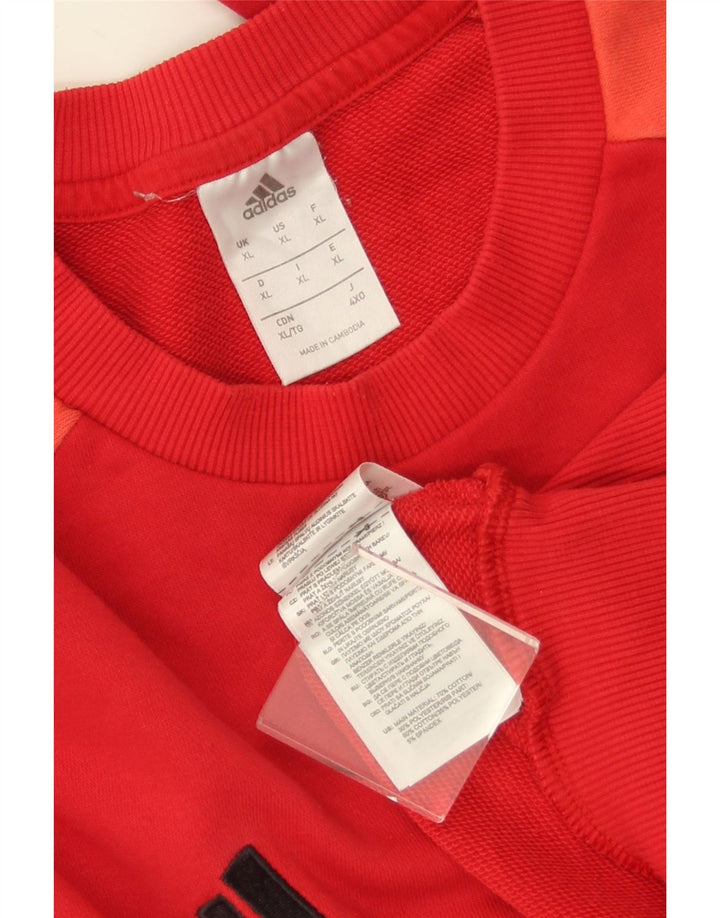 Felpa da uomo ADIDAS maglione XL rosso in cotone color block