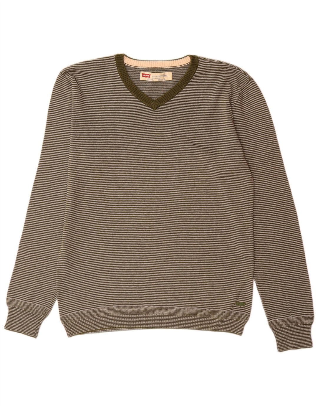 Maglione Levi's da uomo slim fit con scollo a V verde medio gessato
