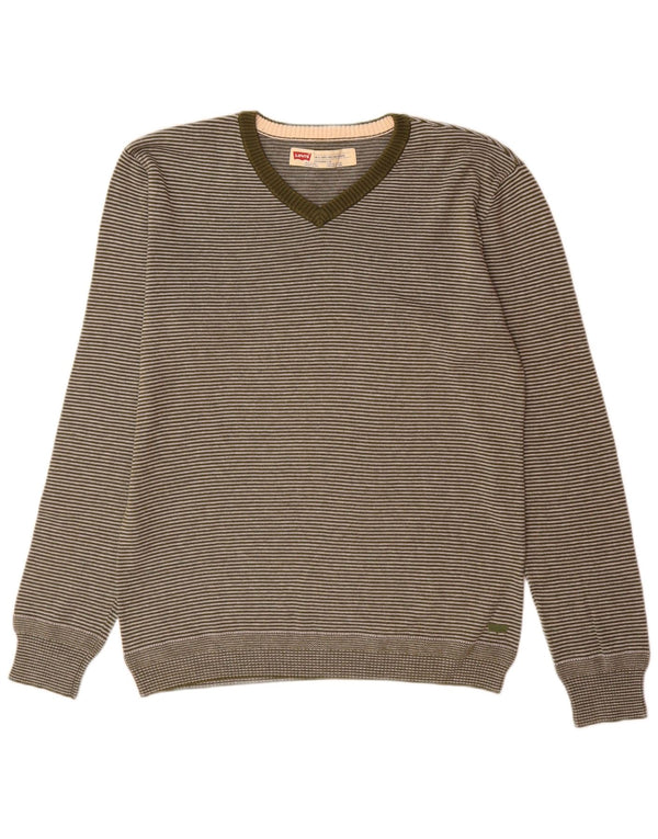 Maglione Levi's da uomo slim fit con scollo a V verde medio gessato
