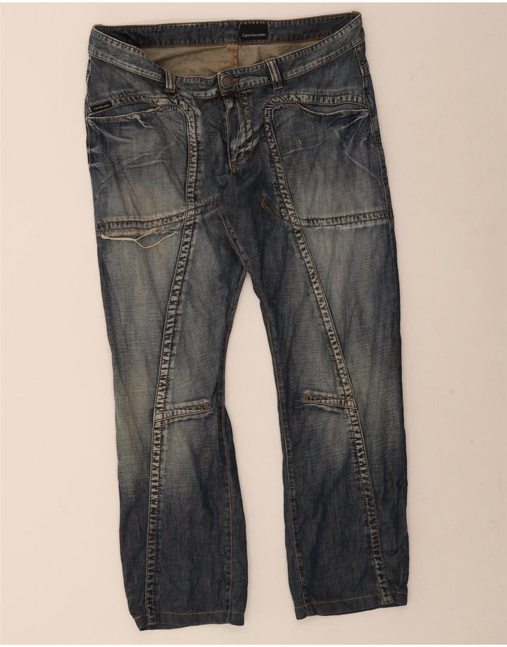 Jeans dritti da uomo Calvin Klein W38 L28 cotone blu navy