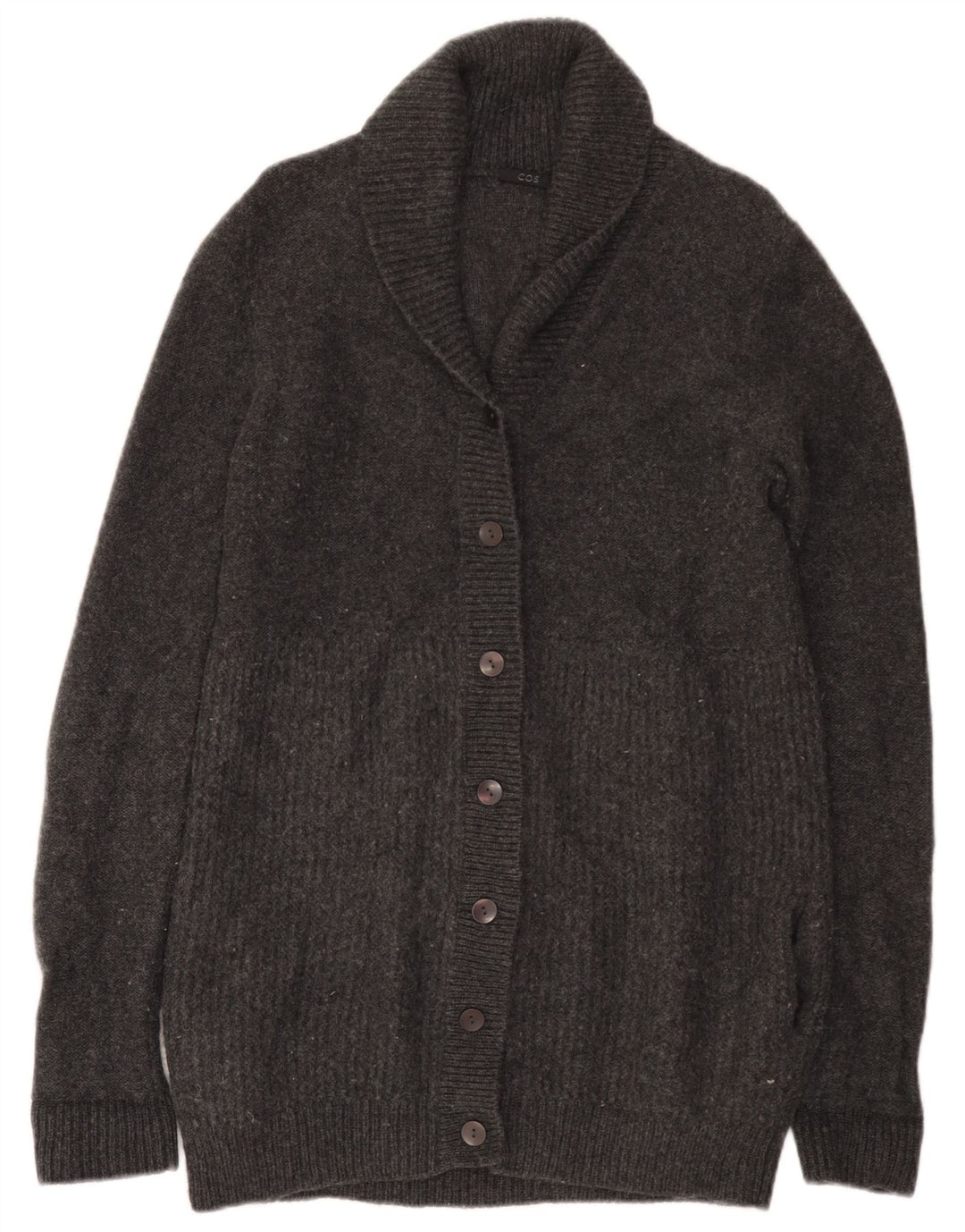 Maglione cardigan lungo da donna Cos UK 10 piccolo grigio lana