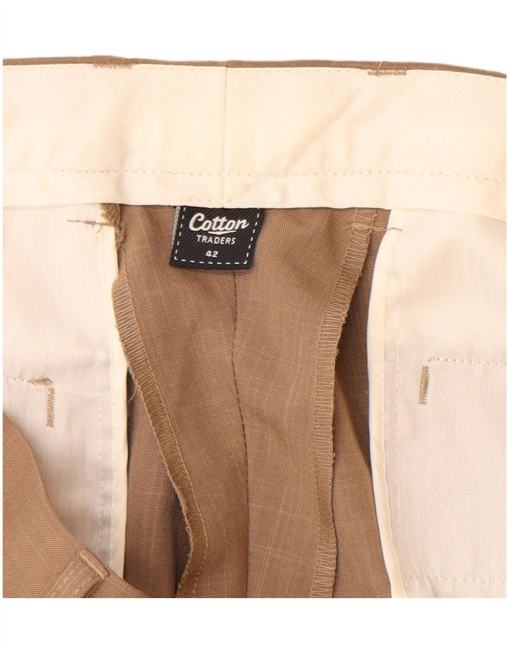COTTON TRADERS Pantaloni da abito dritti da uomo W42 L31 Poliestere beige