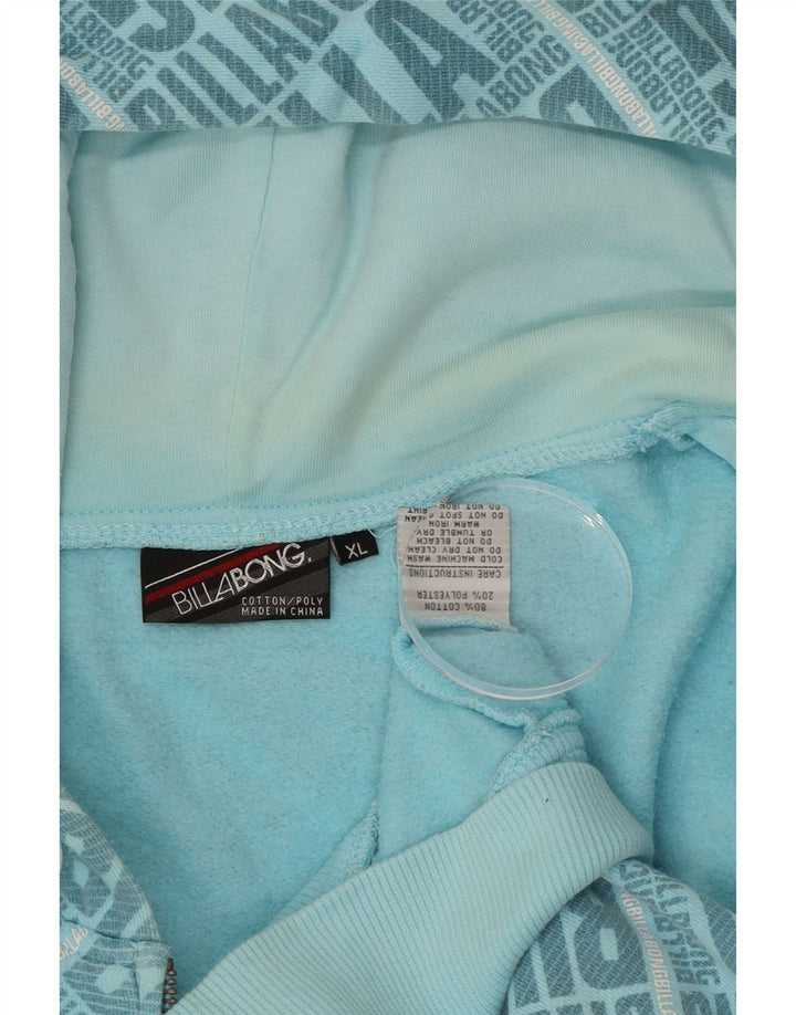 BILLABONG Felpa con cappuccio con zip grafica da uomo XL in cotone blu