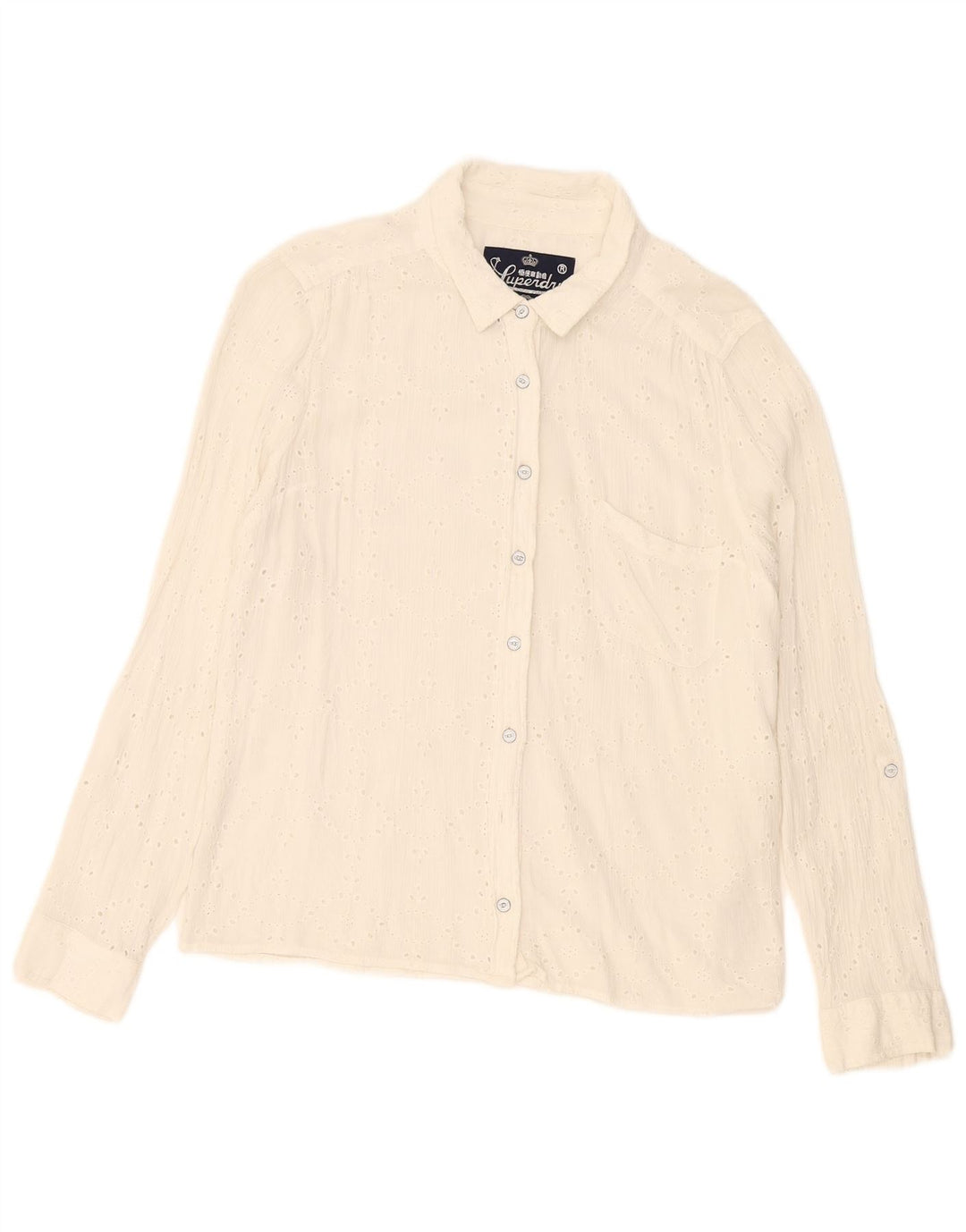 Camicia da donna Superdry UK 18 XL cotone bianco