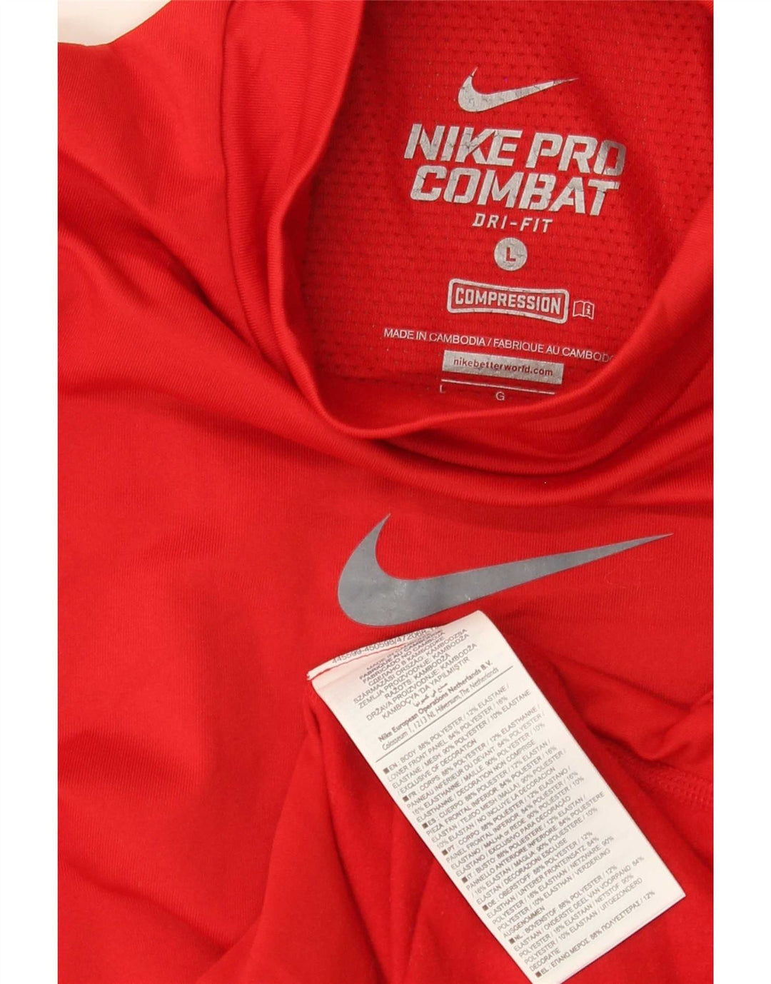 Top Nike Dri Fit da uomo a maniche lunghe, grande, in poliestere rosso