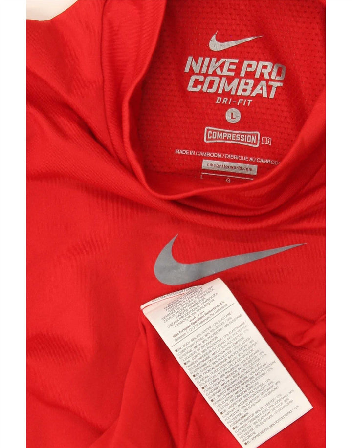 Top Nike Dri Fit da uomo a maniche lunghe, grande, in poliestere rosso
