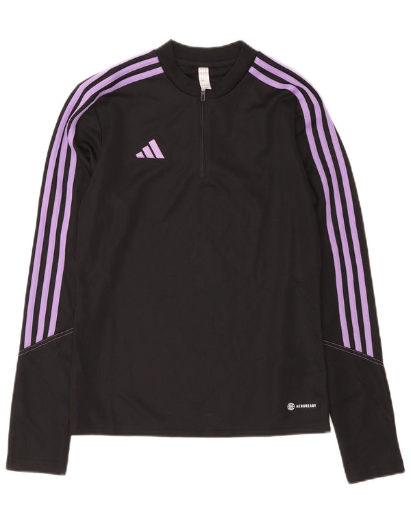 Top della tuta da ginnastica Adidas Aeroready con zip e collo da donna UK 8/10 Small Nera