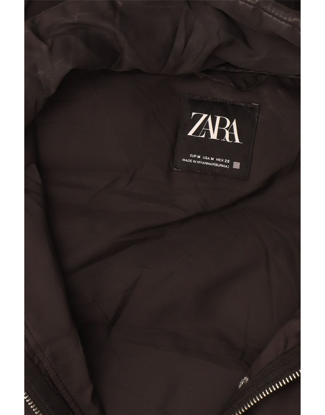 Gilet imbottito con cappuccio da donna Zara UK 14 medio nero