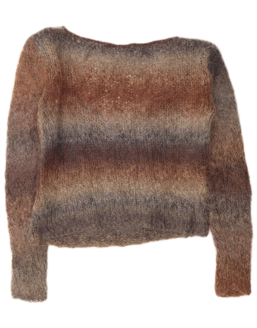 Maglione vintage da donna con scollo a V UK 14 a righe multicolori medie