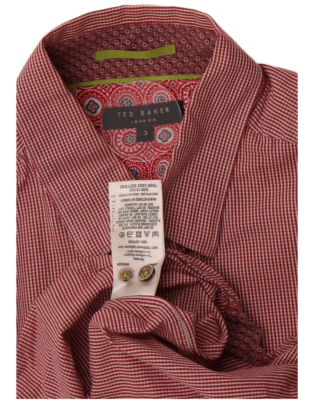 Ted Baker Camicia da uomo Taglia 3 Medio Cotone a quadretti rossi