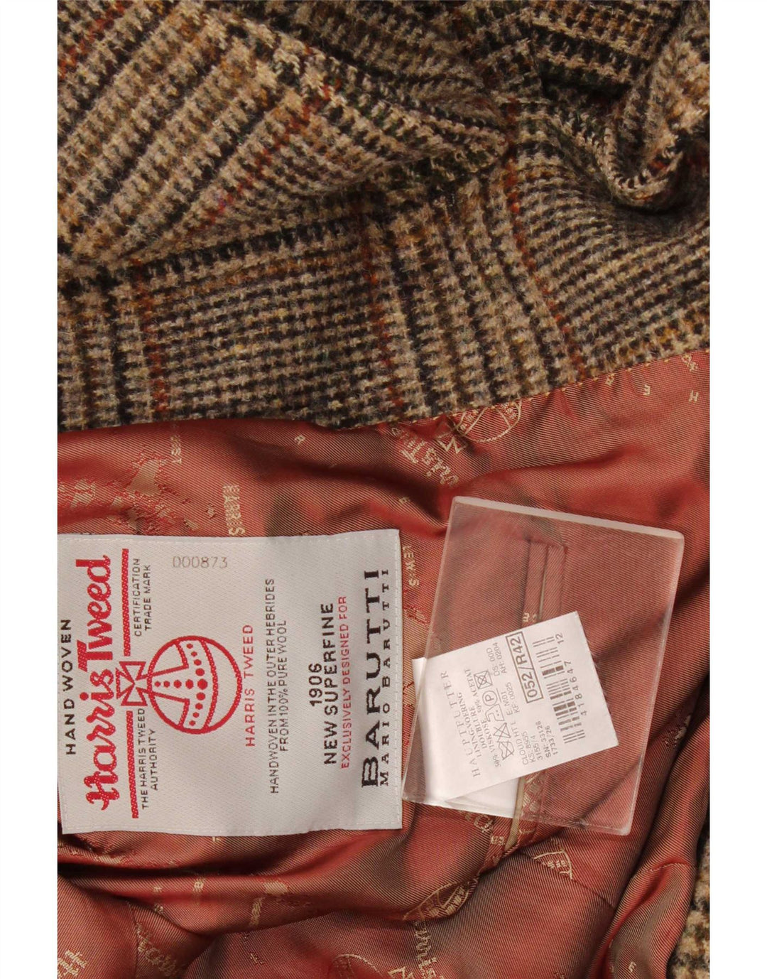 Giacca blazer da uomo a 2 bottoni Harris Tweed IT 52 XL lana a quadri marrone