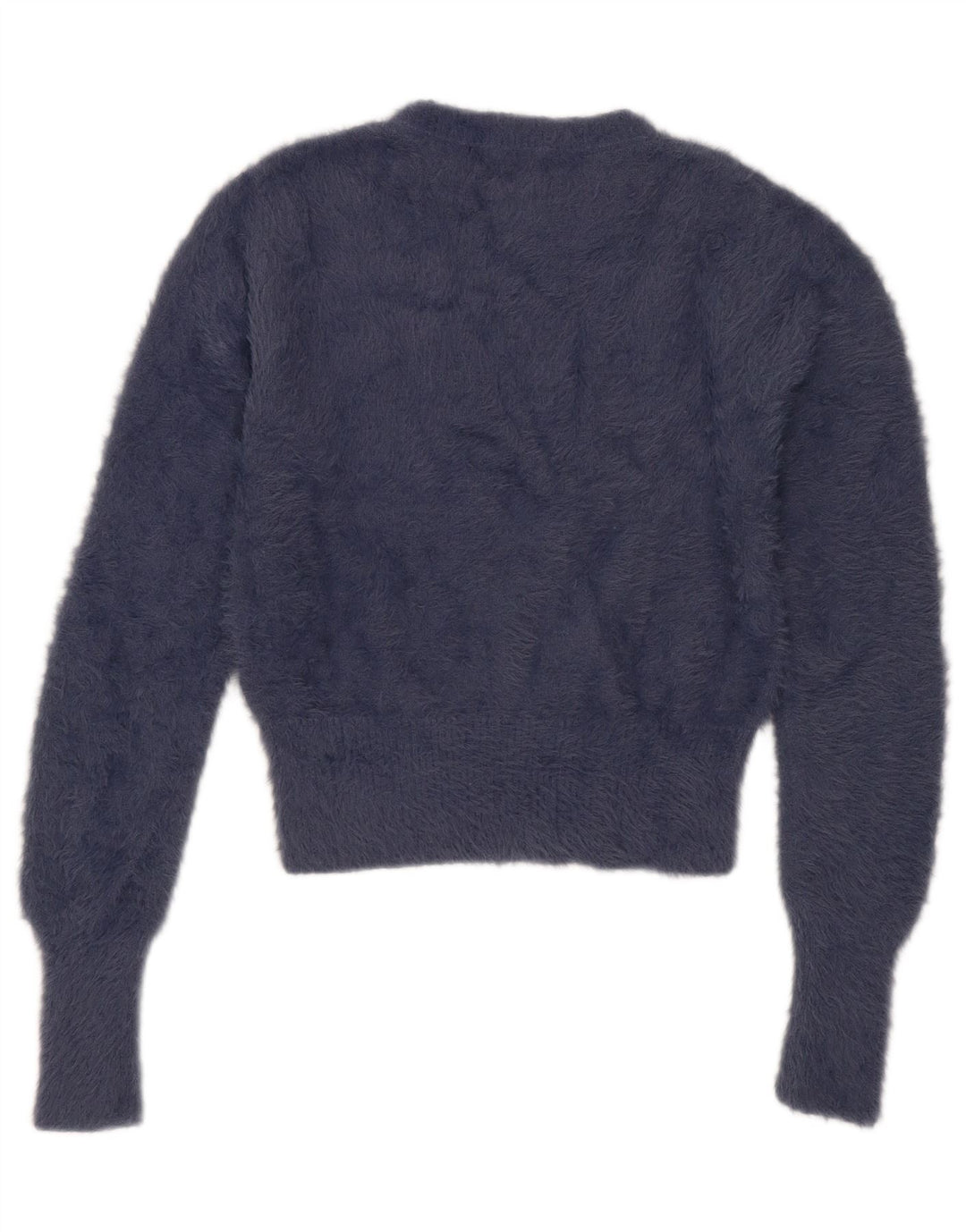 Maglione corto girocollo da donna Zara UK 12 nylon blu navy medio