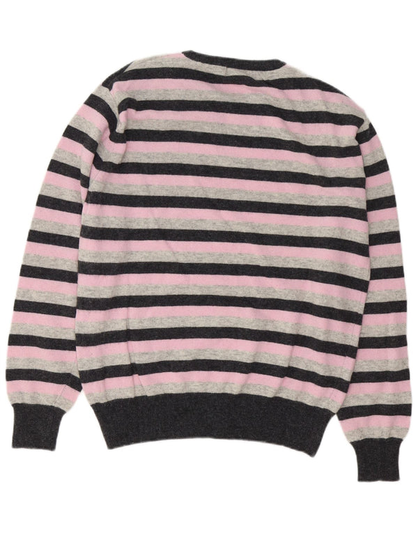 Maglione Kappa da uomo girocollo in lana d'agnello a righe rosa medio