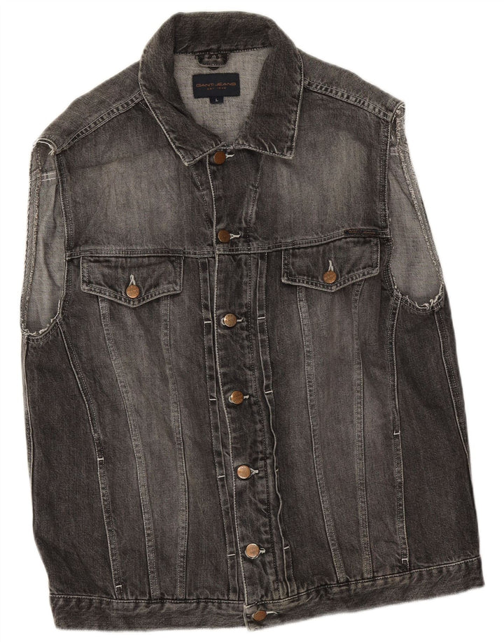 Gilet in denim da uomo Gant UK 40 grande cotone grigio