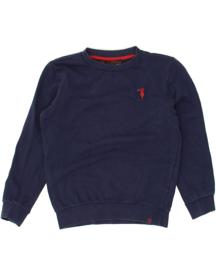 TRUSSARDI Boys Graphic Sweatshirt Jumper 9-10 Years Navy Blue Cotton Vintage Trussardi and Second-Hand Trussardi from Messina Hembry 