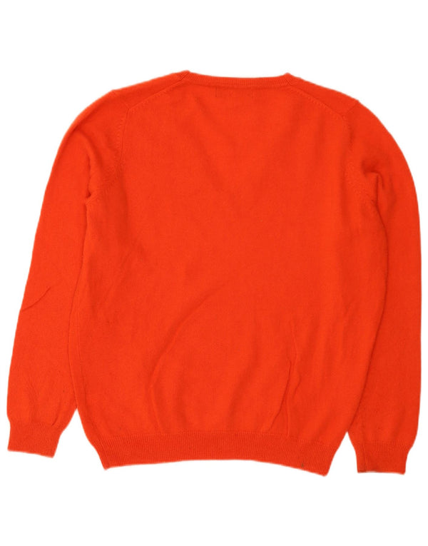 Maglione con scollo a V da donna Marks & Spencer UK 16 Large Orange Cashmere