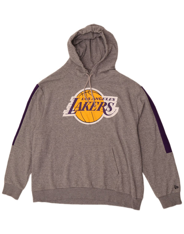 Felpa con cappuccio grafica da uomo New Era dei Los Angeles Lakers 2XL color block grigio